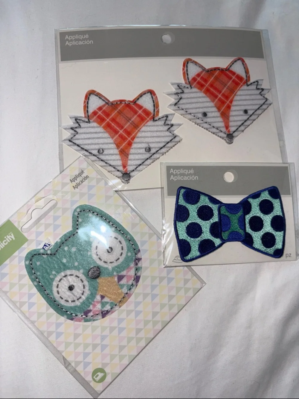 Assorted Kids Appliqué Pack - Fox, Owl & Bow -  Iron On Patches